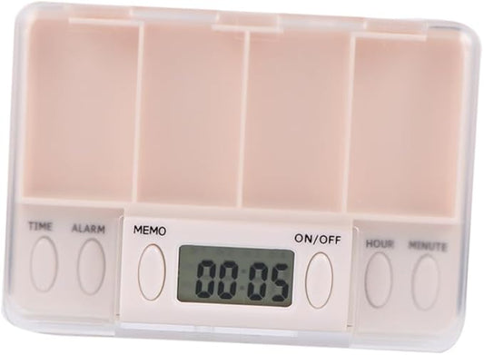 NOLITOY 2pcs Timed Reminder Pill Function Portable Electronic Medicine Organizer for Seniors Smart Compartment Storage for Daily Medication Plastic Design White