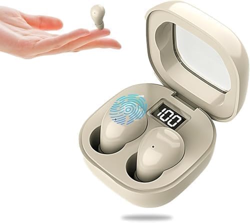 Invisible Sleep Earbuds, Smallest Sleep Headphones for Side Sleepers Low Profile Micro Tiny Discreet Hidden Earbuds for Work, Wireless Mini for Small Ear Canals, Deep Light Beign