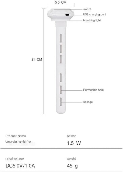 White Portable Mini Humidifier, Water bottle USB Cool Mist Small Humidifier with blue Lights.Perfect for Bedroom, Office, Plants, travel & Car(1PCS)