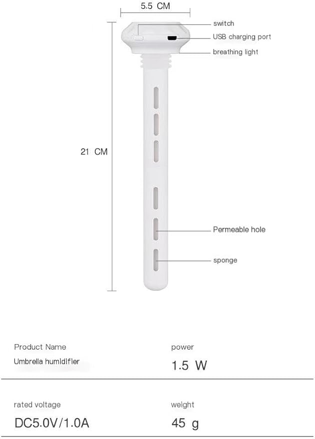 White Portable Mini Humidifier, Water bottle USB Cool Mist Small Humidifier with blue Lights.Perfect for Bedroom, Office, Plants, travel & Car(2PCS)
