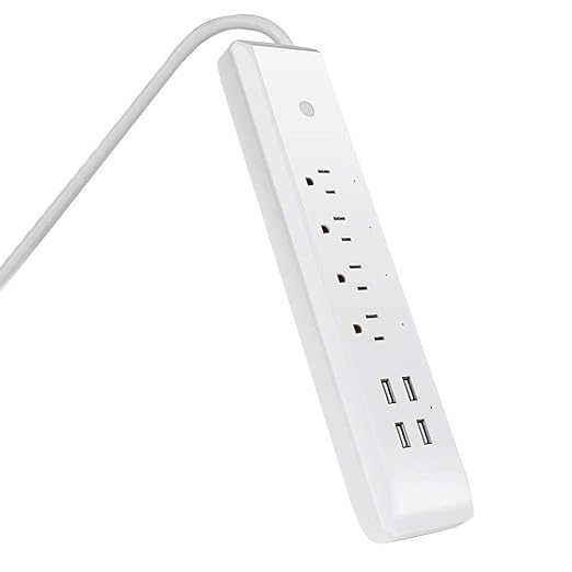 Feit Electric Wi-Fi Smart Power Strip, 4 Smart Outlets + 4 USB Ports, App & Voice Control, Works with Alexa & Google Assistant, 2.4GHz Network, Schedule & Timer Function, LED Indicator