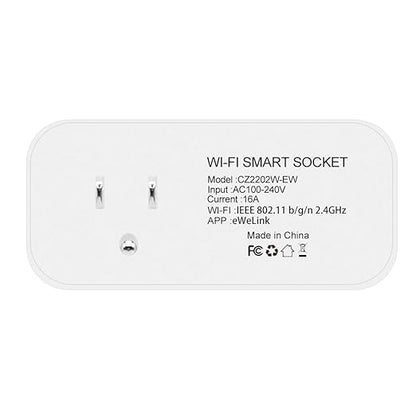 QIACHIP 16A/2000W Timer Smart Plug with 2 Independent Control Sockets, Ewelink App Remotely Control, WiFi Plug Outlet 4 Packs, Compatible with Alexa,Google Home, SmartThings