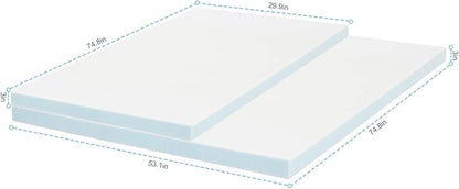 3 Inch Memory Foam Mattress Topper,Cot Size Foam Bed, Mattress Topper for Back Pain, Cooling Gel Bed Topper for Sleeper Sofa, Dorm, RV,Camper,75"*30",White