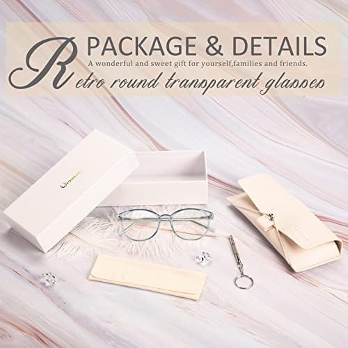 FONHCOO Blue Light Blocking Glasses Women Men TR90 Round Computer Eyeglasses (Blue)