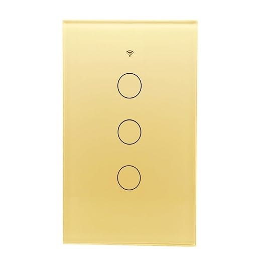 Tuya WiFi Smart Wall Light Switch Glass Screen Touch Sensor Panel Wireless Electrical Control by Voice Control Gold 3-Gang