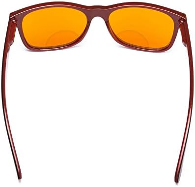 Eyekepper Blue Blocking Amber Bifocal Glasses for Sleep-Nighttime Bifocal Readers-Special Orange Tinted Glasses for Women Men (Black-Red, +3.00)