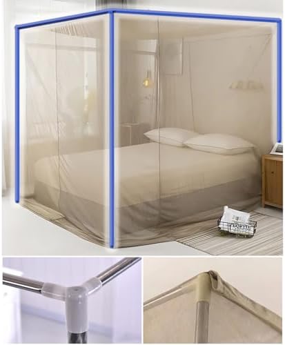 Faraday Fabric Bed Drapes Mesh EMF Protection Canopy, RF Shielding Netting, King Size, Queen Size, Twin Size (Color : Brown, Size : Small)