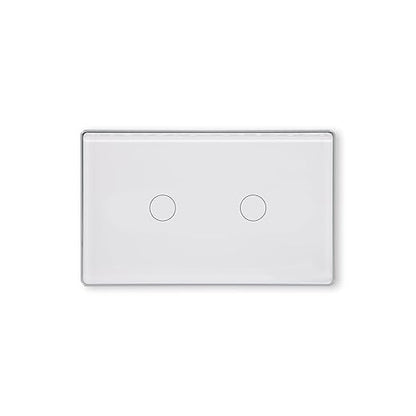 Smart Light Switch,2-Button,Aluminum Frame, Neutral Required,2.4GHz, Tuya Smart Life App,Voice Control,2.5D Curved-Edge Tempered Glass Panel,White