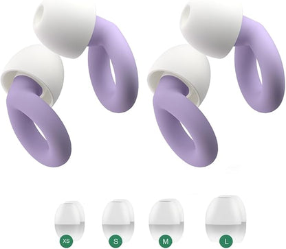2PCS Ear Plugs, 33dB Hearing Protection Noise Canceling Sleep Earbuds, Reusable Silicone Earplugs for Concerts, Deep Concentration, Travel, with Earplug Storage Bag and Earplug Heads-Purple