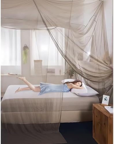 EMF Protection Bed Canopy, Faraday Mesh Drapes, RF Shielding Netting for King, Queen, Twin Beds, Protective Bed Tent, Fabric Bed Drapes, Mesh Canopy Shielding (Color: Brown)