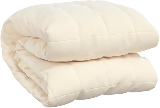 vidaXL Brushed Polyester Microfiber Weighted Blanket Light Cream - Comfy Sleep Aid, 54.3'' x 78.7'' Filled Bedding, Perfect for Bedroom or Lounge Area
