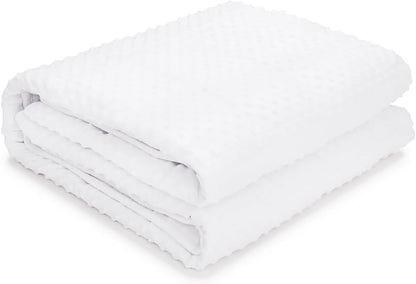 TONGDADA Minky Weighted Blanket | 40''x60'',10lbs | Cozy and Soft Minky Weighted Throw Blanket | Luxury Velvet with Premium Glass Beads | White Minky