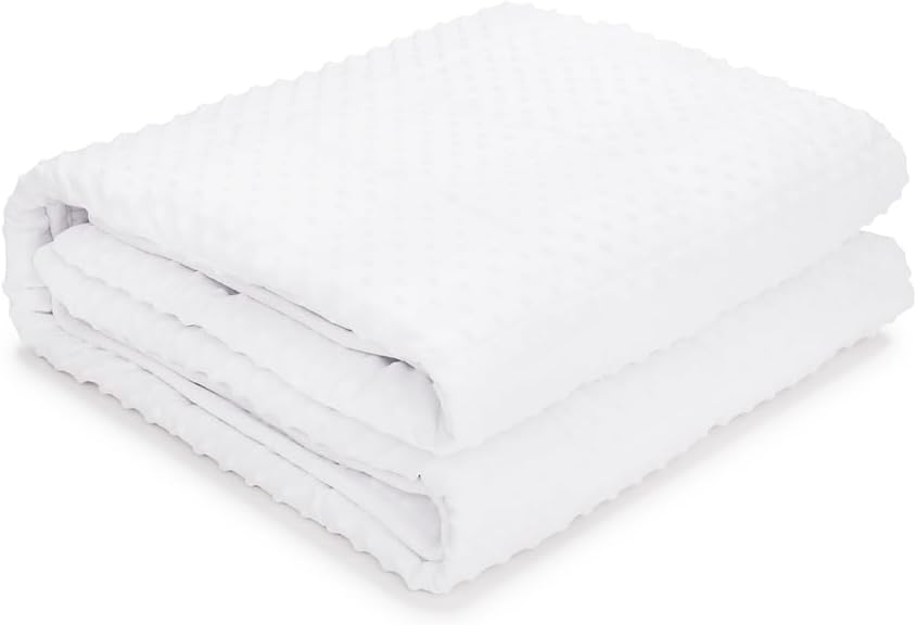 TONGDADA Minky Weighted Blanket | 60''x80'',15lbs | Cozy and Soft Minky Weighted Throw Blanket | Luxury Velvet with Premium Glass Beads | White Minky