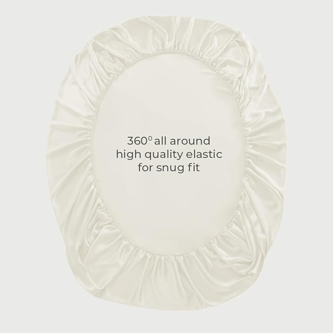 LINENWALAS Fitted Sheet Only Viscose Derived from Bamboo, Bottom Sheet for Queen Size Bed – 16” Deep Pocket, All Around Snug Fit – Cooling, Breathable, Soft, Hypoallergenic (Ivory, Queen)