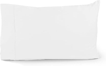 Linenwalas 100% Organic Cotton White Twin XL Sheets Set 3-Piece, Breathable Percale Weave Soft Bedding, Fits Mattress Up to 16" Deep, Hotel Quality White Bed Sheets Set