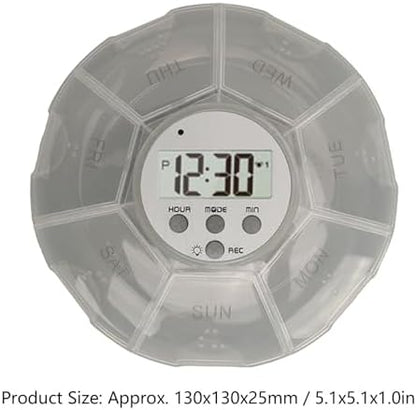 Case with Alarm, Weekly Medicines Setting Up Voice Reminders with Recording Playback Function 7 Day Medication Times Dispenser The Elderly Blind Person
