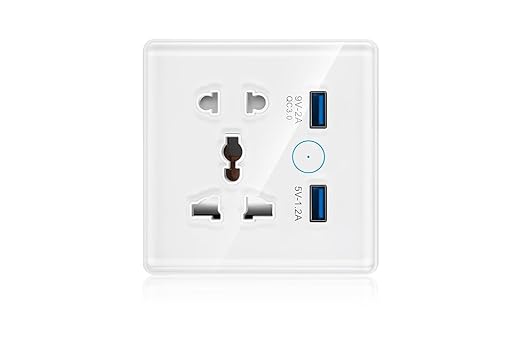 WiFi+Bluetooth Smart Wall Outlet（5 Hole+ 2 USB) Compatible with Alexa,App and Voice Control,Use with US/EU/UK Plug, 10A