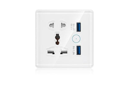 WiFi+Bluetooth Smart Wall Outlet（5 Hole+ 2 USB) Compatible with Alexa,App and Voice Control,Use with US/EU/UK Plug, 10A