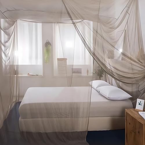 EMF Protection Bed Canopy, Faraday Mesh Drapes, RF Shielding Netting for King, Queen, Twin Beds, Protective Bed Tent, Fabric Bed Drapes, Mesh Canopy Shielding (Color: Brown)