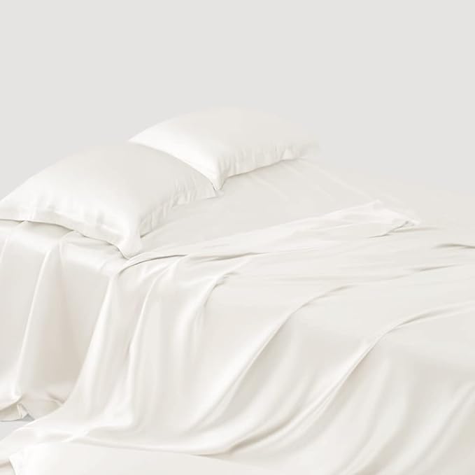 LINENWALAS Full Flat Sheet Only - Rayon Derived from Bamboo Silk Bed Sheet, Premium Breathable Cooling Sheet, Soft Top Sheet (Full, Ivory)
