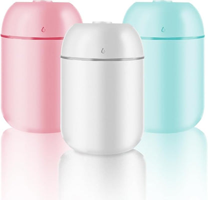 3 Pcs 330ml Small Cool Mist Humidifiers for Bedroom Indoor,Personal Mini Air Humidifier Easy Clean for Plants,Vaporizer for Congestion Portable,Desk Humidifiers for Office Bedside Nightstand Home