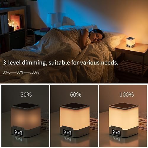 winshine Alarm Clock with RGB Night Light, Bluetooth Speaker, Colorful Music Rhythm Sync, Wake Up with Sound & Light, Touch Control, SD Card/AUX Support, Auto-Off Timer