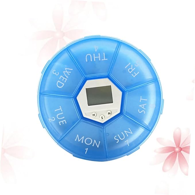 Vaguelly Compartment Pill Dispenser Alarm Clock Portable Medication Organizer for Daily Reminders Electronic Medicine Chest for Patients
