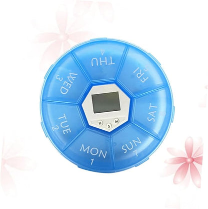 Vaguelly Compartment Pill Dispenser Alarm Clock Portable Medication Organizer for Daily Reminders Electronic Medicine Chest for Patients