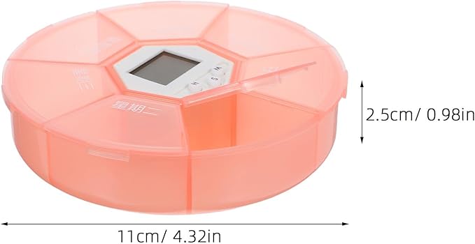 2pcs Pill Box with Alarm: Daily Medication Organizer with Alarm Reminder - 7-Grid Pocket-Sized Automatic Pill Holder for Daily Use & Travel