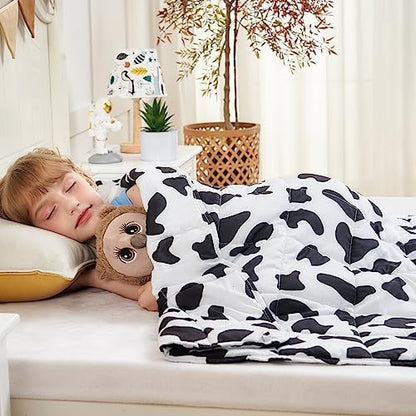 yescool Weighted Blanket 10 Pounds Twin Cooling Weighted Lap Blanket, Cow Print Heavy Blanket, Comfortable Weighted Throw Blanket Gift for 80-110lbs, 40"x60"