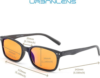 Blue Light Blocking Reading Glasses - For Better Sleep, Reduce Eye Strain for Women + Men, With Wooden Finishes (Black, 1.75, x)