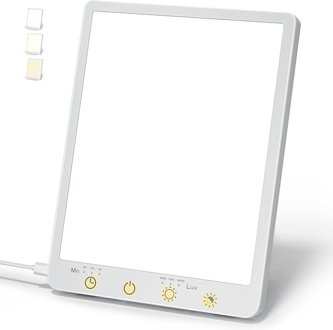 Light Therapy Lamp - 10000 Lux Therapy Light, 3 Color Temperature & Wall Mount with Memory Function, Touch Control Portable Therapy Lamp with Adjustable Brightness for Home & Office (Wired Only).