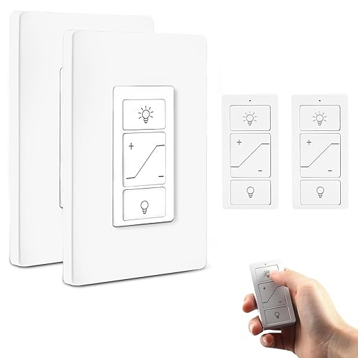 GREENBELL Dimmer Switch with Wireless Remote Control, Single Pole Smart Switch Light Switch Support 2.4G&5G Compatible with Alexa 2 Pack