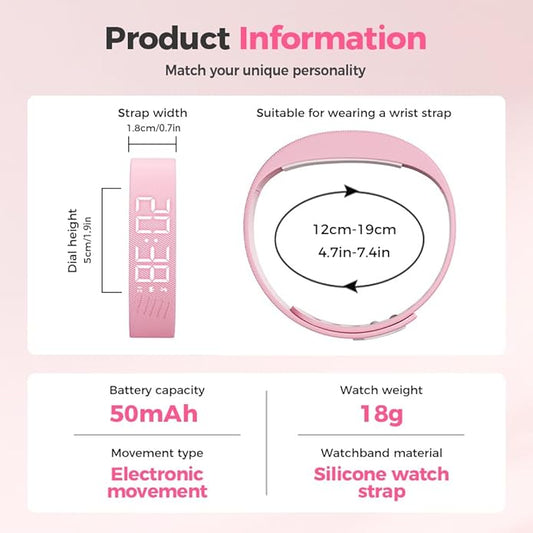 Vibrating Alarm Clock Watch, 2026 New Wristband, Rechargeable Silent Alarm for Deep Sleepers, LED Display Vibrating Alarm Watch for Elderly (Black)