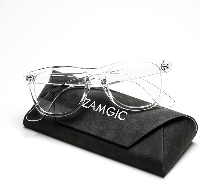 Photochromic Day Night Sunglasses Blue Light Blocking Glasses for Men and Women Retro Rectangle Transparent Frame