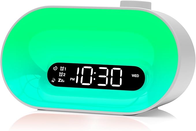 Sunrise Alarm Clock White Noise Machine with 30 Soothing Sounds for Sleep - Natural Wake Up Light - Dimmable Night Light Clock with 2 Alarms & Sleep Timer - Sound Machine for BabyKids Adults Bedroom