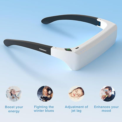 GentleGlow MEINNO Light Therapy Glasses, Portable Daylight Lamp, Wearable Sunlight Lamp, Boost Energy, Relief for Sleep Problems, Jet Lag - Perfect for Christmas Gift
