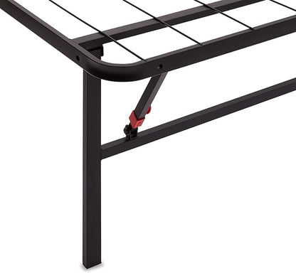 Amazon Basics Bed Frame with Ample Underbed Storage, Foldable Metal Platform, Sturdy Steel, No Box Spring Needed, 14 inches High, Noise-Free Support, Easy Assembly Tool-Free Setup, Full Size, Black