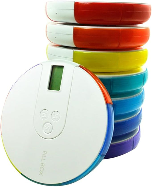 NOLITOY Weekly Organizer Compartments and Alarm Reminder Portable Dispenser for Travel Day Medicine Timer for Vitamins and Medication Management