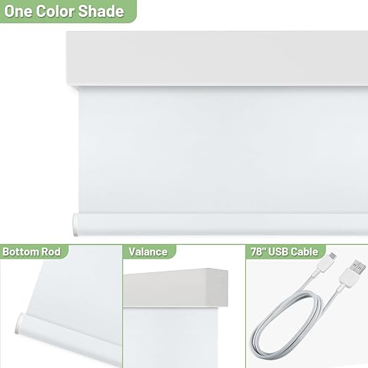 Motorized Blinds with Remote Control, 100% Blackout Cordless Wireless Electric Window Roller Shade Matter Motor Over Thread Compatible with Alexa/Google Home/Homekit (White)