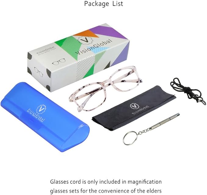 VisionGlobal Blue Light Blocking Glasses for Women, Anti Eyestrain, Computer Reading, TV Glasses, Stylish Square Frame, Anti Glare(Marble,+5.00 Magnification)