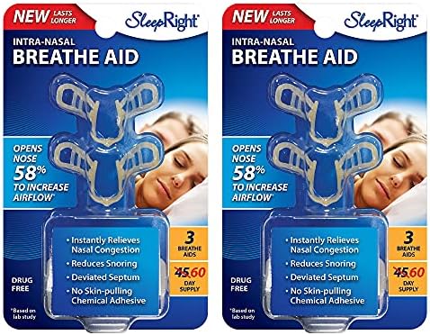 SleepRight Intra-Nasal Breathe Aids Breathing Aids for Sleep Nasal Dilator - 2 Pack (4 Pieces)