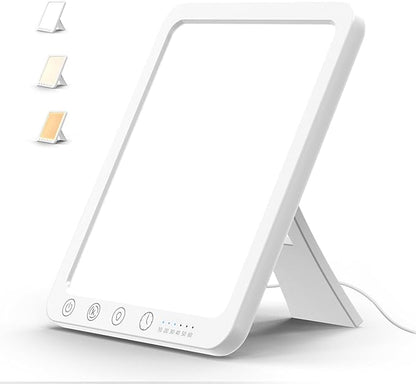 Light Therapy Lamp-10000 Lux UV-Free Portable Warm Light Therapy for Improving Mood & Enhance Sleep, Sun Lamp LED Therapy with 3 Colors, 5 Brightness, Happy Lamp for Home & Office