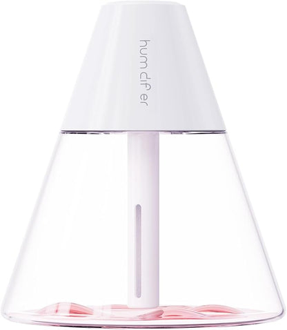INVODA Mini Humidifiers, 260ml USB Personal Cool Mist Humidifier Cute Volcanoes Desktop Air Humidifier Quiet Night Light Small Humidifiers for Car, Office, Bedroom, Travel (White)