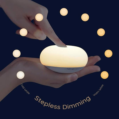 Baby Night Light, Nursery Night Lamp for Breastfeeding, Soft BPA FREE Silicone Touch Night Lamp, Eye Caring, Easy Flip Design, Stepless Dimming, 2-Pack