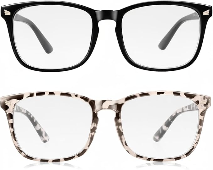2 Packs Professional Sleep Glasses with 97.6% Blue Light Blocking Dual AR Coatings Clear Lens, Computer Gaming Glasses for Men Women, Anti Fatigue & Eye Strain