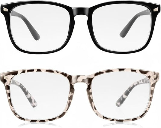 2 Packs Professional Sleep Glasses with 97.6% Blue Light Blocking Dual AR Coatings Clear Lens, Computer Gaming Glasses for Men Women, Anti Fatigue & Eye Strain