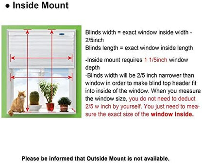 LazBlinds Cordless Cellular Shades, No Tools No Drill Light Filtering Honeycomb Shades Pleated Blinds for Windows, 42'' W x 48'' H, White