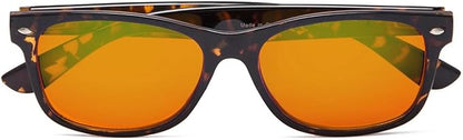 Eyekepper Blue Blocking Amber Glasses for Sleep-Nighttime Eyewear-Special Orange Tinted Glasses for Women Men (Tortoise, +0.00)