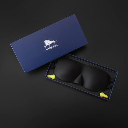 ALASKA BEAR Sleep Mask 2 Straps, Deep Concave Molded Foam Mask with Convex Eye Cups and Light Blocking Nose Contour, Two Adjustable Elastic Bands Stay on Head w/o Slipping, Black